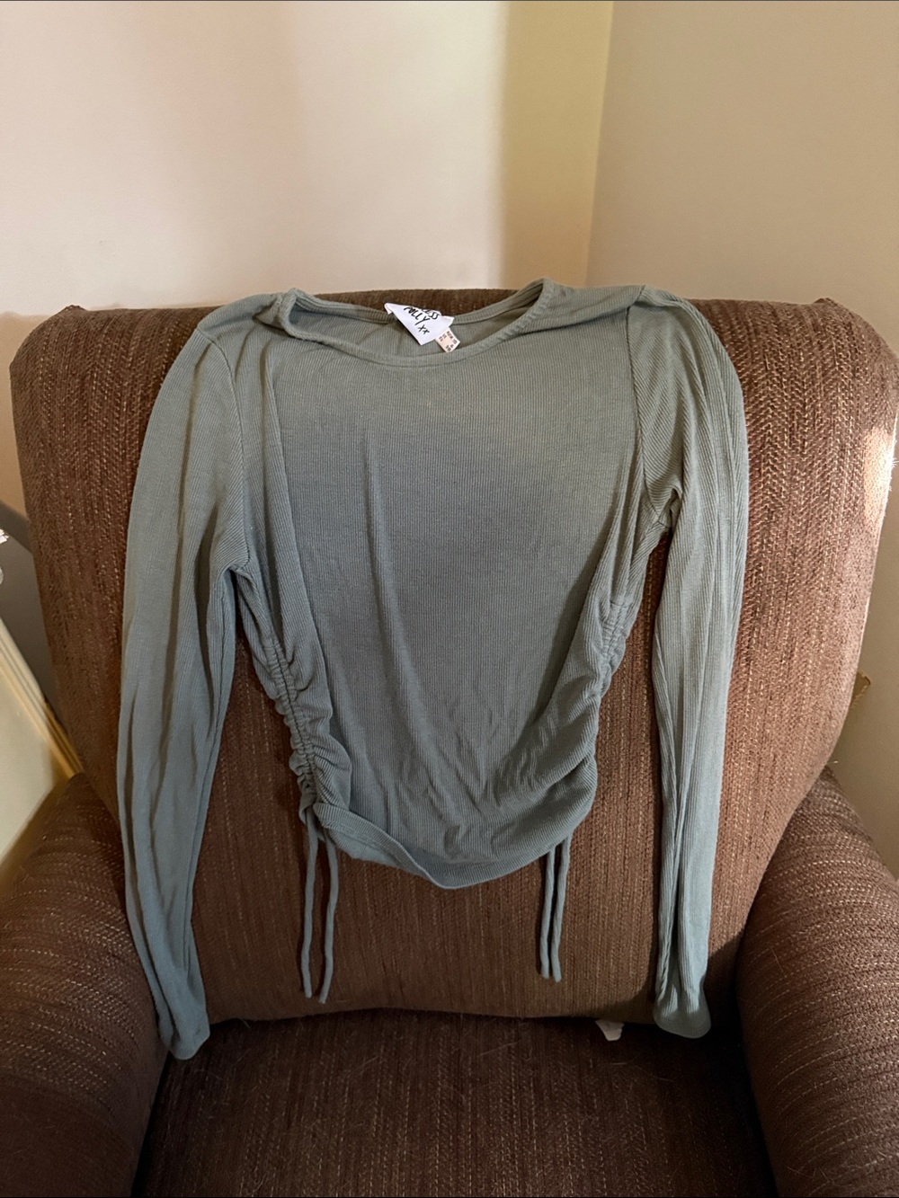 Princess Polly Sage Green Side-Ruched Crop Top
